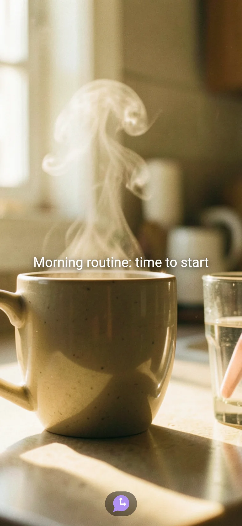 Morning routine visual reminder with generated sunrise image