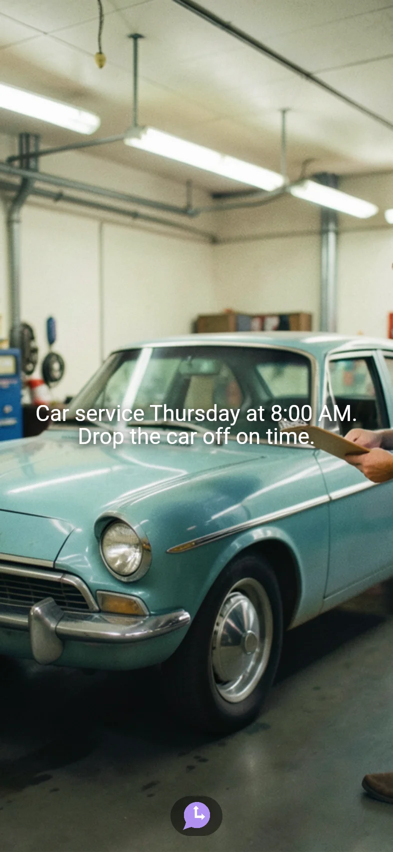 Car service appointment reminder with a generated image