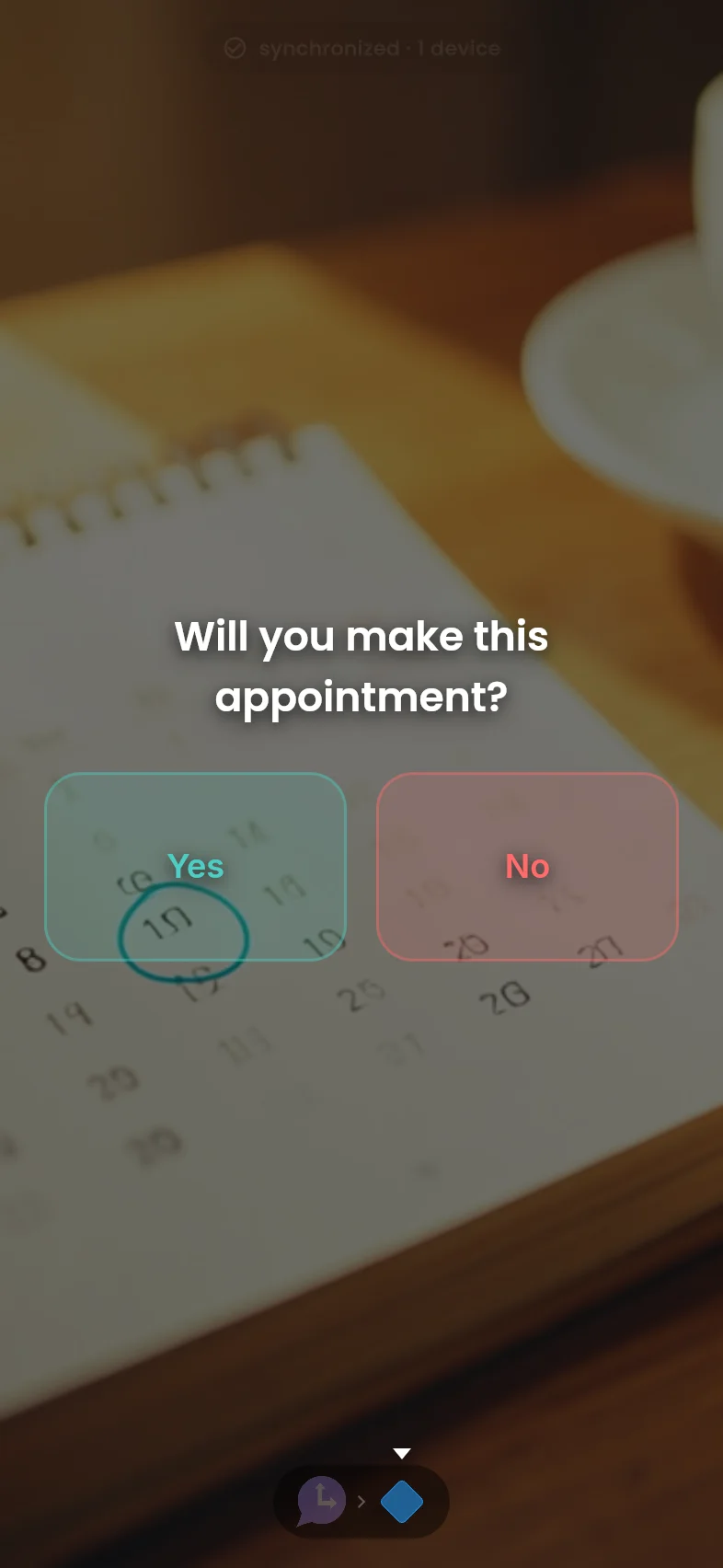 An appointment confirmation reminder asking Yes or No