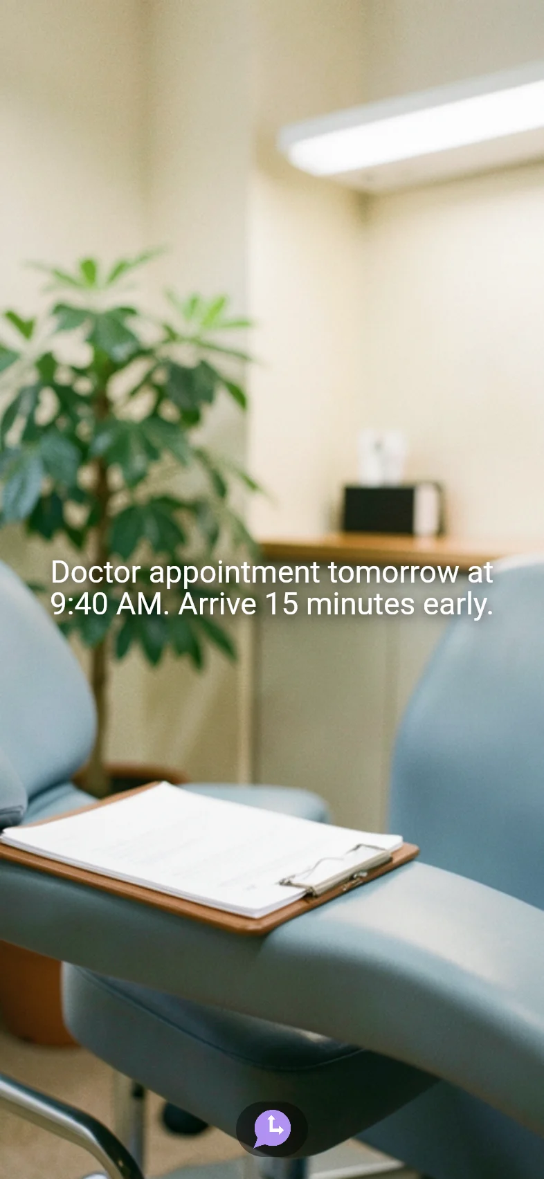 A doctor appointment reminder with a generated image, sent the day before