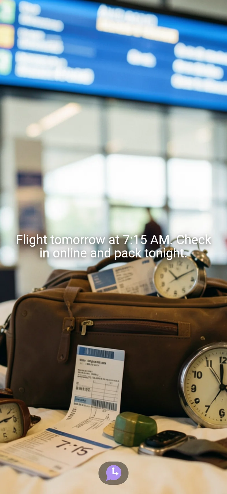 Flight day reminder with a generated image