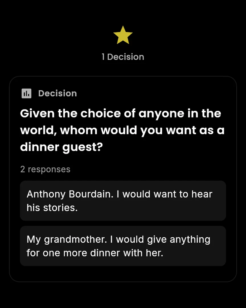 A couple question game showing two answers revealed side by side