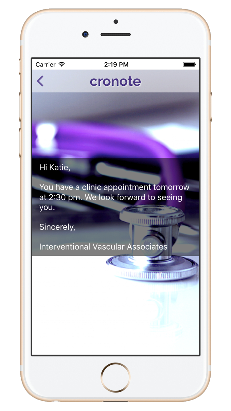 Cronote reminder with photo on iPhone