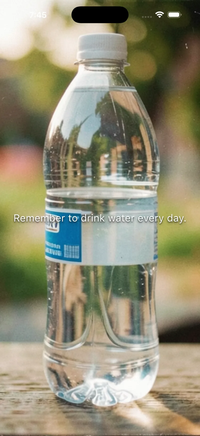 AI-generated water reminder on iPhone