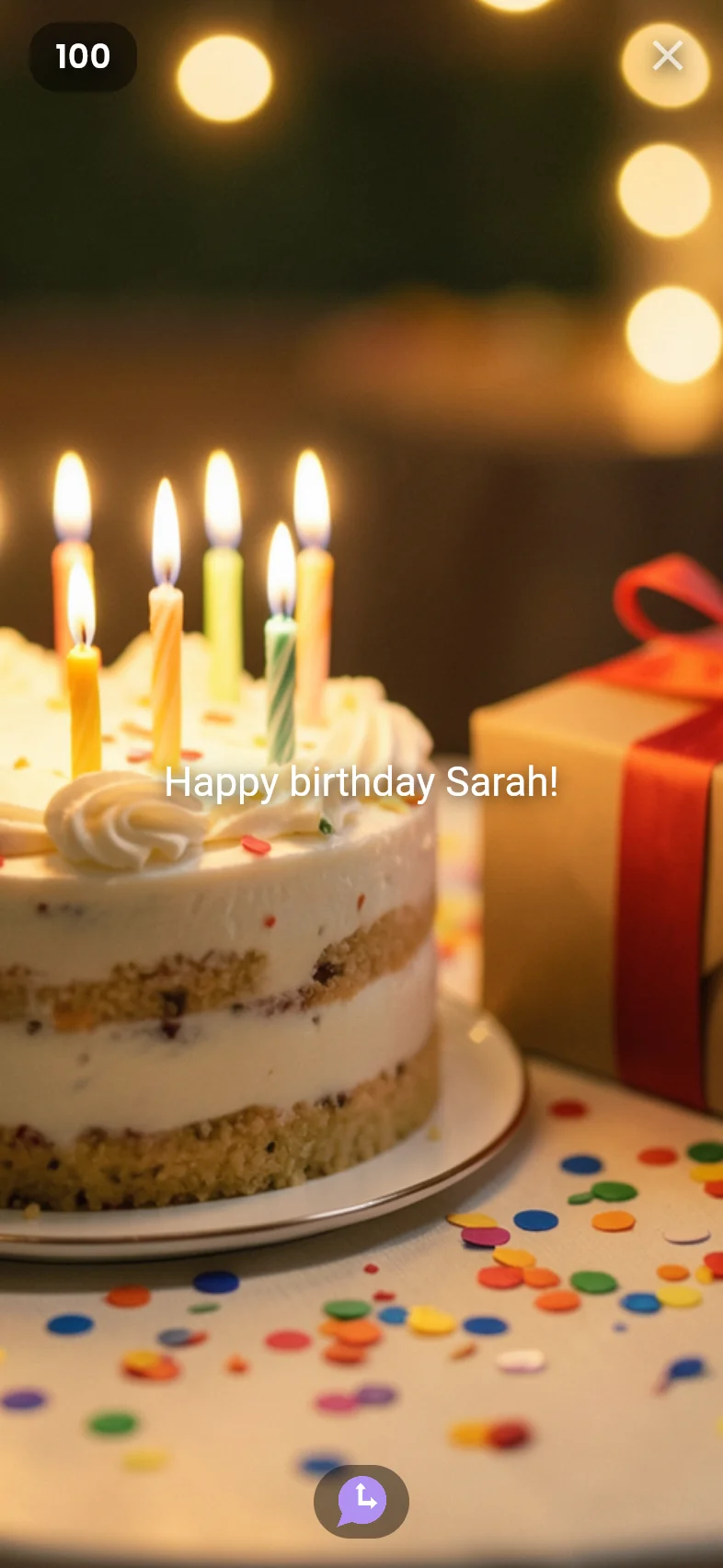 Moment: happy birthday Sarah with AI image