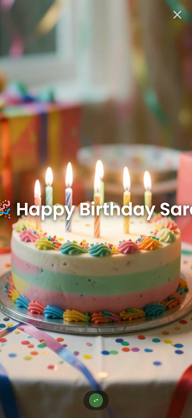 Ticker: birthday message scrolling across screen