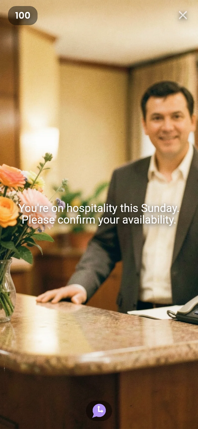 Moment: hospitality reminder with AI image