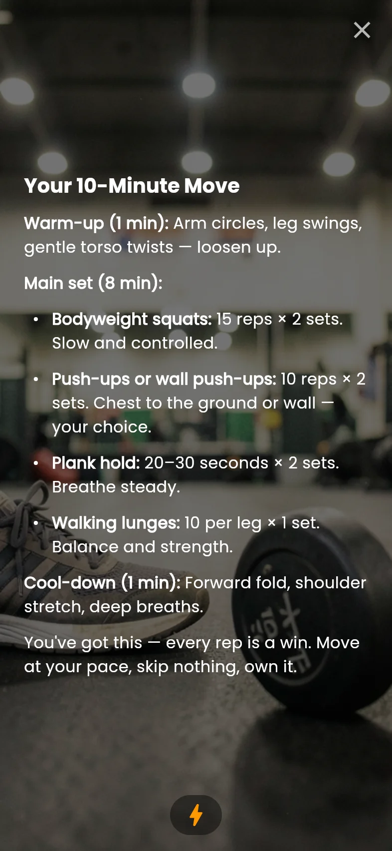 Inspire: AI-generated bodyweight routine
